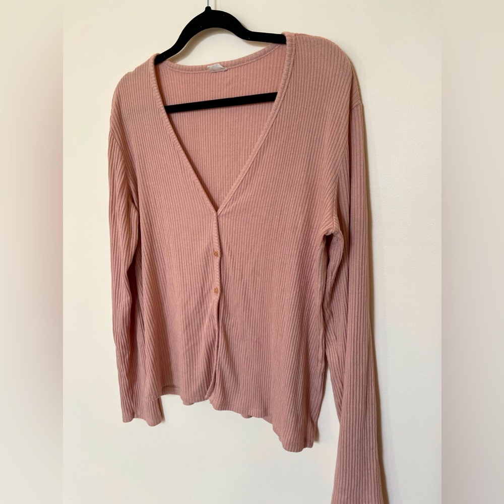 Aritzia Wilfred Free Pink Button Up Cardigan
